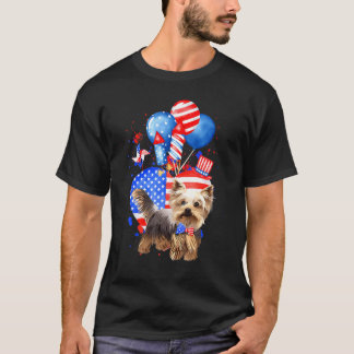 Yorkie Dog Merica 4. Juli Amerikanische Flagge T-Shirt