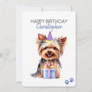 Yorkie Dog Personalisiert Happy Birthday Flat Karte