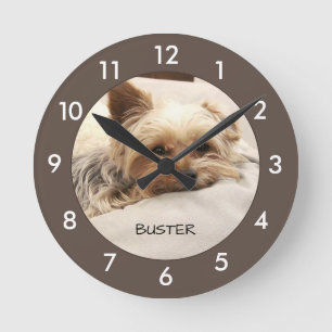 Yorkie Dog Personalized Round Clock Runde Wanduhr