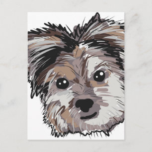 Yorkie Dog Pup Face Sketch Postkarte