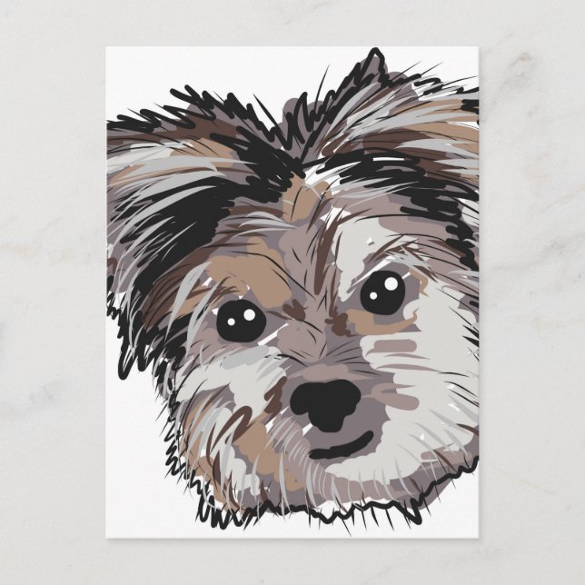 Yorkie Dog Pup Face Sketch Postkarte (Vorderseite)