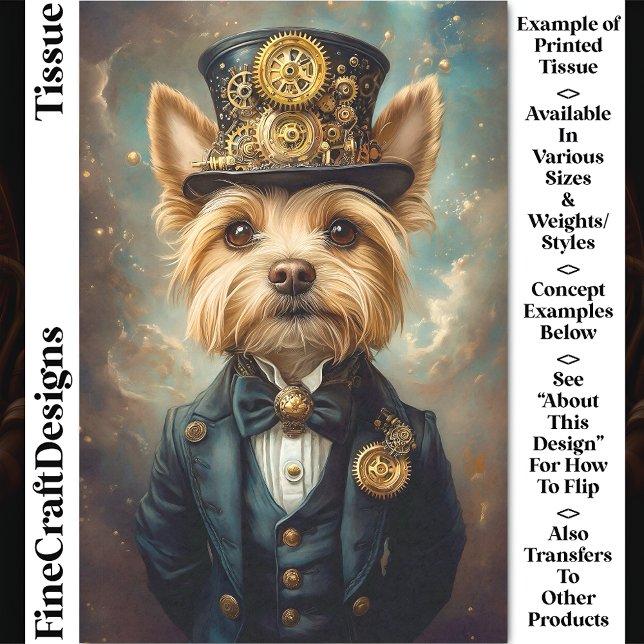 Yorkie Dog, Steampunk Anzug & Top Hat CZ7 Decoupag Seidenpapier (Von Creator hochgeladen)
