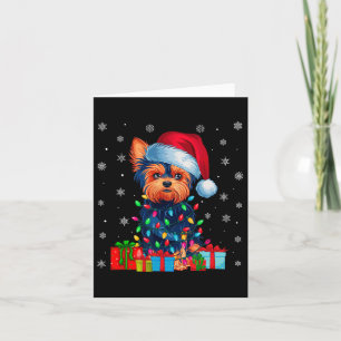 Yorkie Dog Ugly Xmas Lights Weihnachtsmannmütze Yo Karte