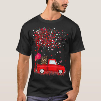 Yorkie Dog Valentine's Day gibt Hunden roten LKW H T-Shirt