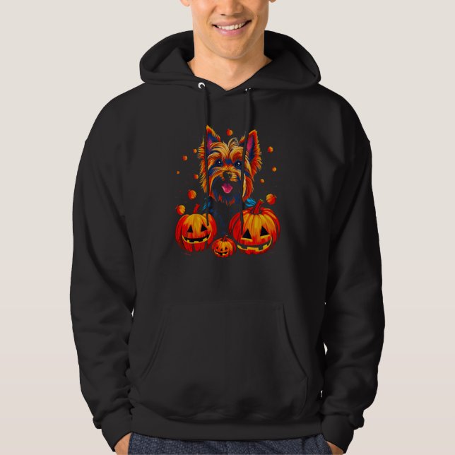 Yorkie Dog Yorkshire Terrier Halloween Pumpkin Hoodie (Vorderseite)
