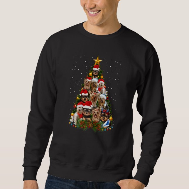 Yorkie Dogs Tree Christmas Sweater Xmas Pet Animal Sweatshirt (Vorderseite)