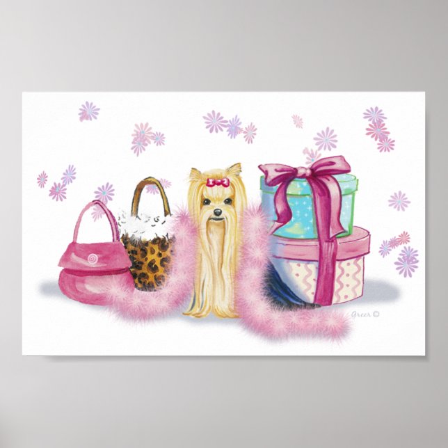 Yorkie Dress up with Feather Boa Poster (Vorne)