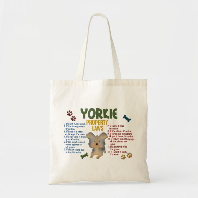Yorkie Eigentums-Gesetze 4 Tragetasche (Vorne)