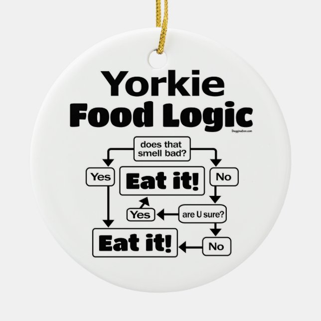 Yorkie Food Logic Keramik Ornament (Vorne)
