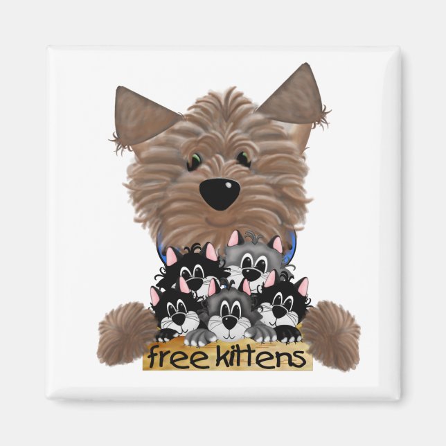 Yorkie free Kittens Magnet (Vorne)