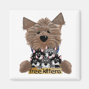 Yorkie geben Kätzchen frei Magnet
