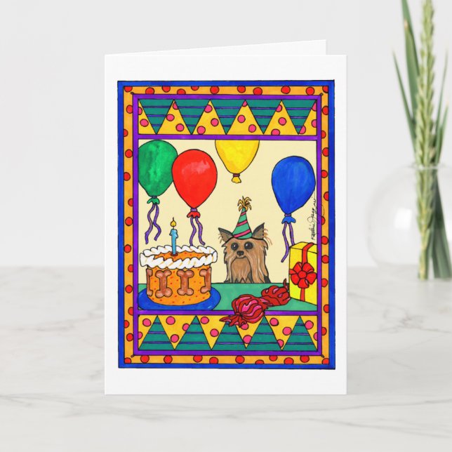 YORKIE GEBURTSTAG KARTE (Vorderseite)