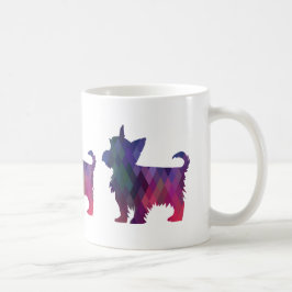 Yorkie Geometric Pattern Silhouette Lila Kaffeetasse