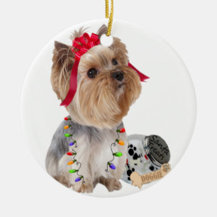 Yorkie glaubt an Santa Ornament