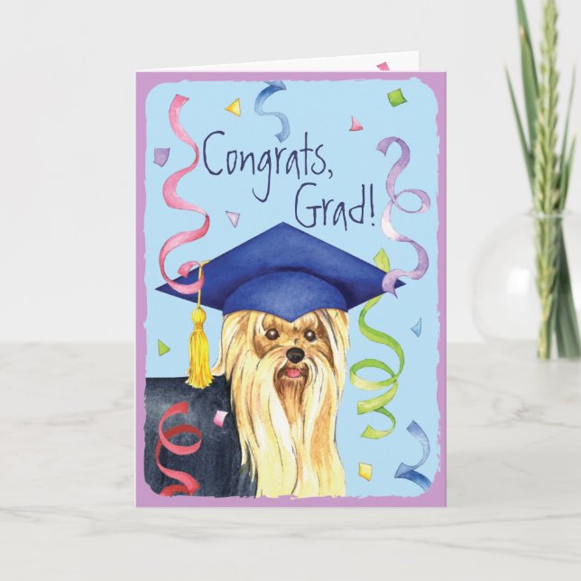 Yorkie Graduate Karte (Vorderseite)