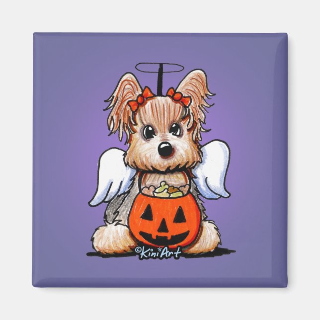 Yorkie Halloween Angel Magnet (Vorne)