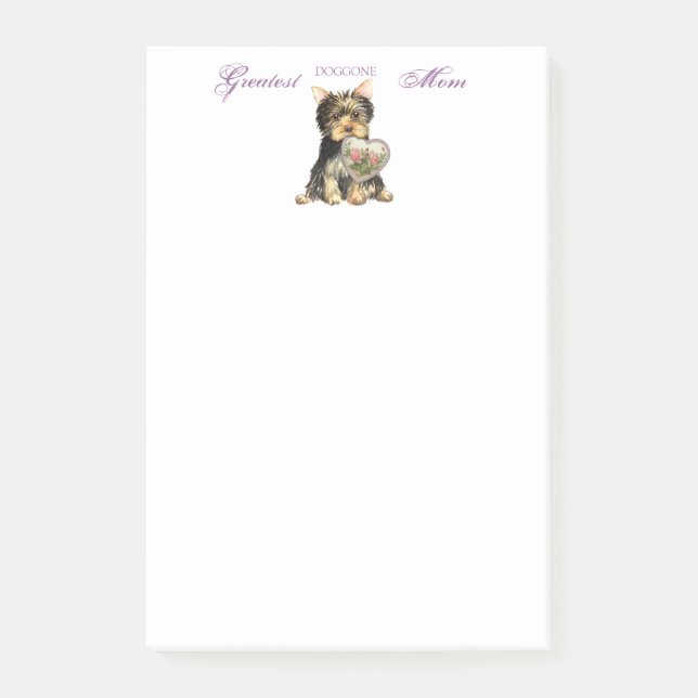 Yorkie Herz-Mama Post-it Klebezettel (Vorderseite)