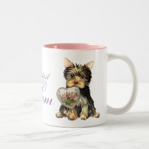 Yorkie Herz-Mama Zweifarbige Tasse