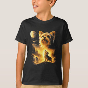 Yorkie Heult zum Mond Hundeliebhaber Fantasy T-Shirt