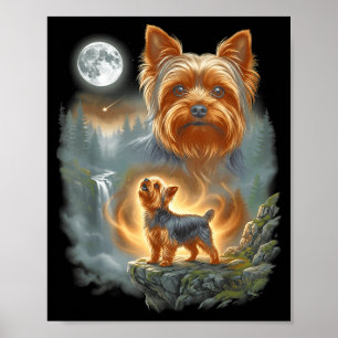 Yorkie heult zum Mond vintage lustiger Hund Meme Poster