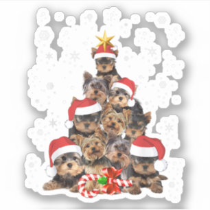 Yorkie Hogs TreChristmas Sweater Xmas Tier Tier Ti Aufkleber
