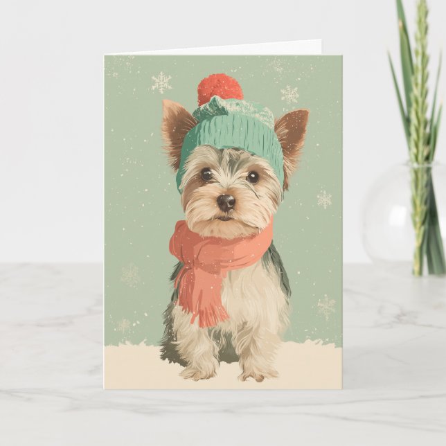 Yorkie Holiday Greeting Karte (Vorderseite)