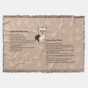 Yorkie House Rules Throw Blanket Decke