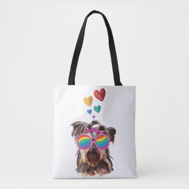 Yorkie Hund am Valentinstag des Herzens (Vorderseite)