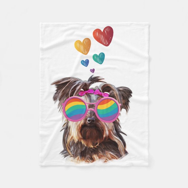 Yorkie Hund am Valentinstag des Herzens Fleecedecke (Vorderseite)