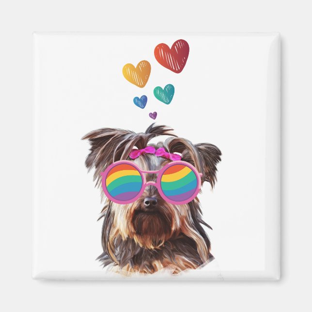 Yorkie Hund am Valentinstag des Herzens Magnet (Vorne)