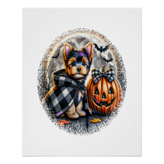 Yorkie-Hund Halloween Poster