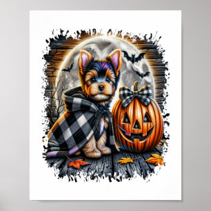 Yorkie-Hund Halloween-Quadrat Poster