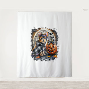Yorkie-Hund Halloween-Quadrat Wandteppich