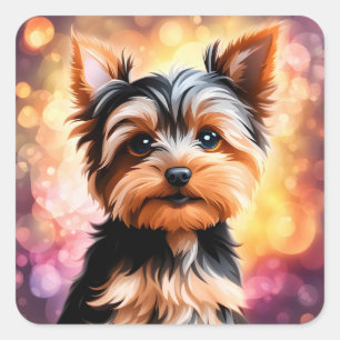 Yorkie, Hund, Haustier Quadratischer Aufkleber