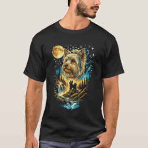 Yorkie Hund heult zum Mond Vintage Lustiger Yorki T-Shirt