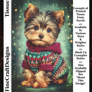 Yorkie Hund in Weihnachten Sweater DS2LR Decoupage Seidenpapier