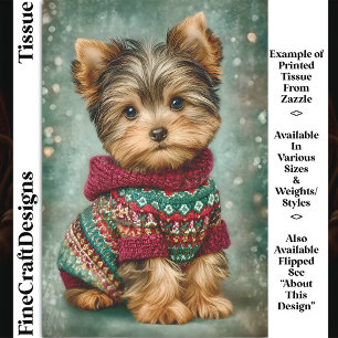 Yorkie-Hund in Weihnachtsstrickjacke DS2L Decoupag Seidenpapier