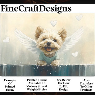 Yorkie Hund mit Flügeln im Schnee AV3 Decoupage Seidenpapier