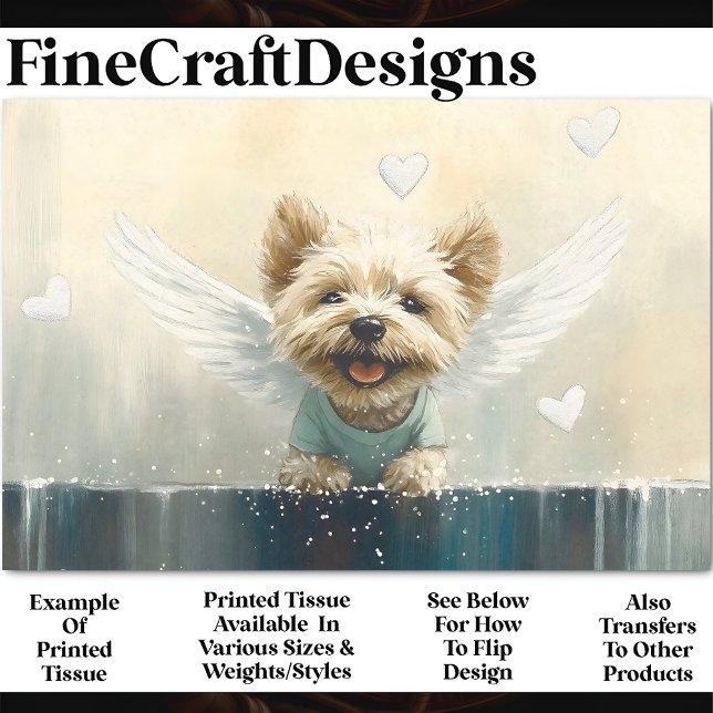 Yorkie Hund mit Flügeln im Schnee AV3 Decoupage Seidenpapier (Von Creator hochgeladen)