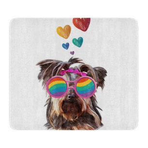 Yorkie-Hund mit Herzen Valentinstag Schneidebrett
