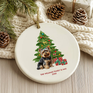 Yorkie-Hund Weihnachten personalisiert Keramik Ornament