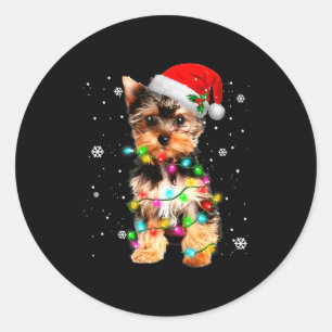 Yorkie-Hunde-Baum-Weihnachtspullover Xmas-Haustier Runder Aufkleber