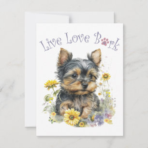 Yorkie-Hundemama-Blumenmuster Mitteilungskarte