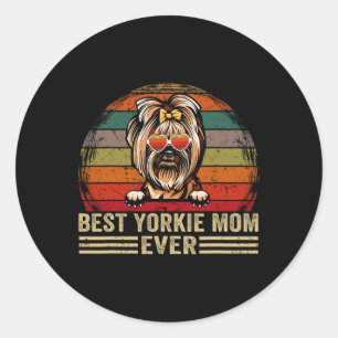 Yorkie-Hundemutter Liebhaber Lustig Vintage Beste Runder Aufkleber