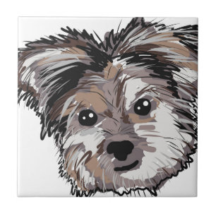 Yorkie Hundewelpen-Gesichts-Skizze Fliese