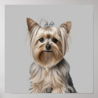 Yorkie Illustration Wall Art for Dog Lover Natural