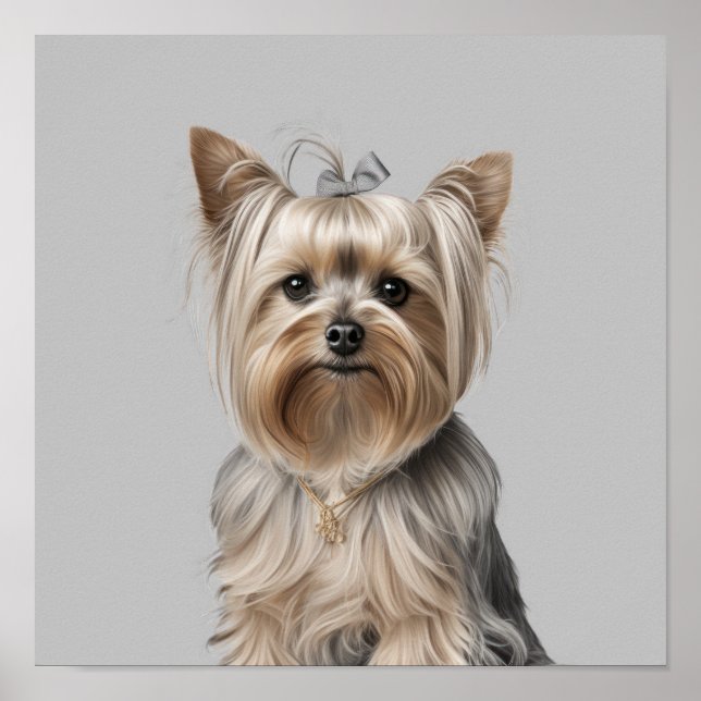Yorkie Illustration Wall Art for Dog Lover Natural Poster (Vorne)