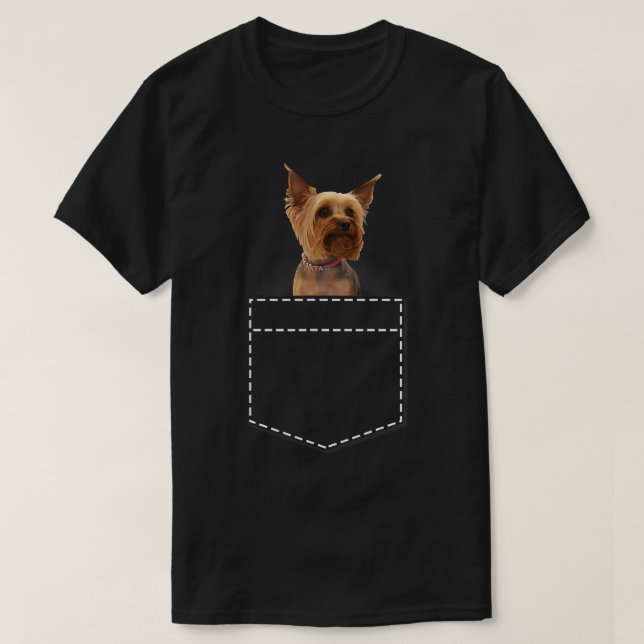 Yorkie in Pocket Yorkshire Terrier  T-Shirt (Design vorne)