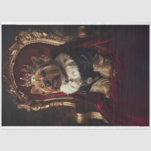 Yorkie in Red Kings Chair Crown Decoupage Seidenpapier