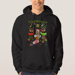 Yorkie in Socken Weihnachten Weihnachtsbeleuchtung Hoodie